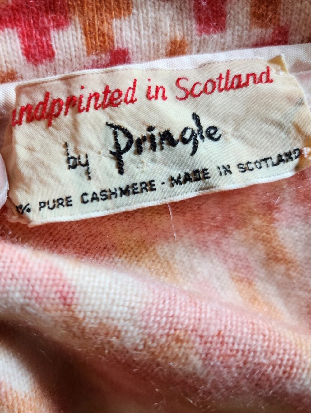 Vintage Pringle Cashmere Houndstooth Button-Down Shirt Made In Scotland